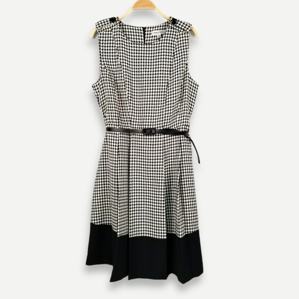Shelby & Parker Houndstooth Twill Sleeveless Dress